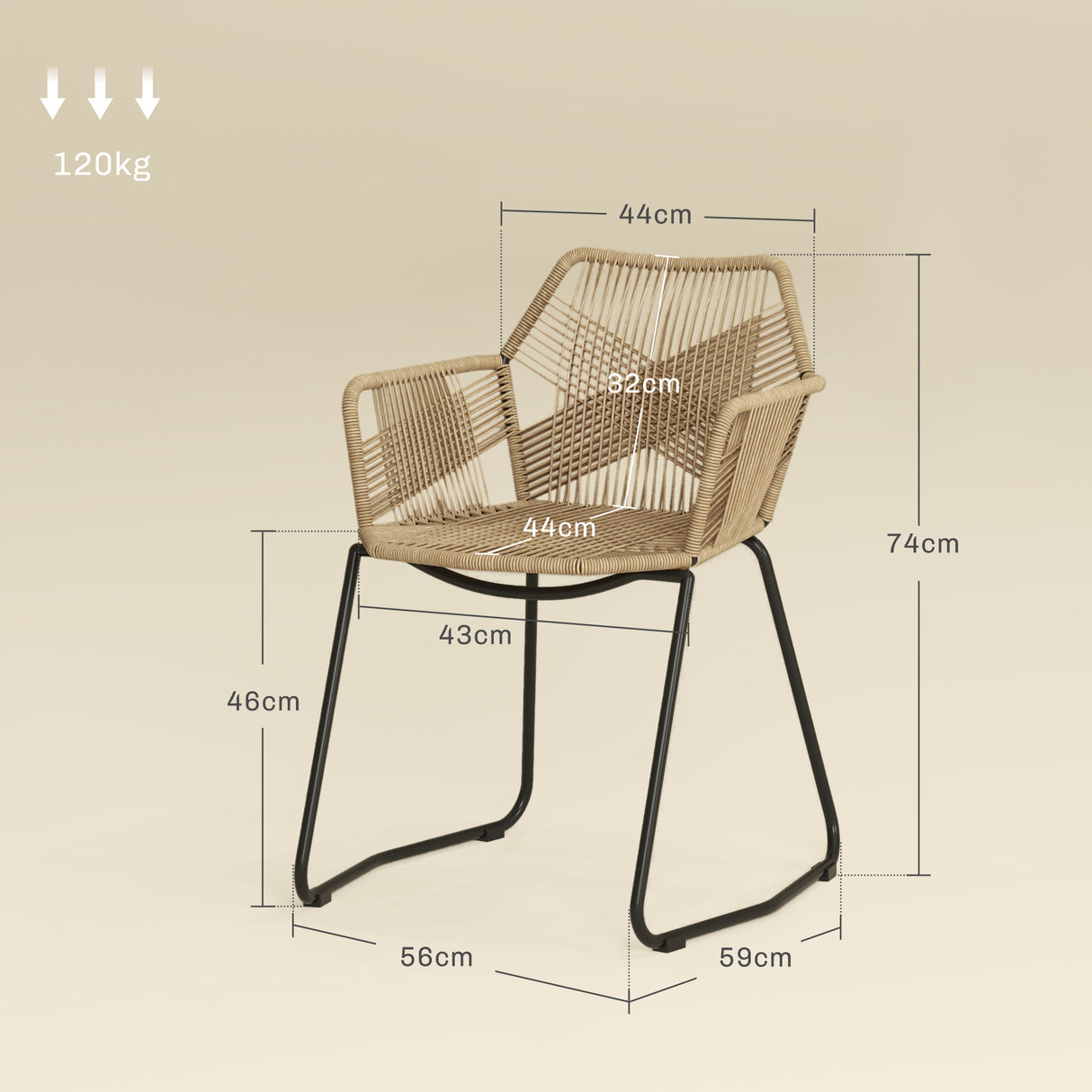 easycomfort easycomfort set 2 sedie da pranzo stile boho da interno in rattan pe con schienale basso e braccioli giallo