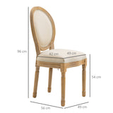 easycomfort easycomfort set 2 sedie imbottite da pranzo sedie per soggiorno stile vintage retro in legno e tessuto effetto lino bianco panna 49x56x96cm