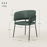 easycomfort easycomfort set 2 sedie per cucina imbottite in tessuto effetto velluto e acciaio 57x53x73 cm verde