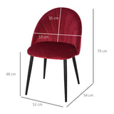 easycomfort easycomfort set 2 sedie sala da pranzo imbottite con design nordico ed ergonomico sedie da cucina e soggiorno in metallo e velluto rosso scuro 52x54x79 cm ean 8055776911472