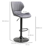 easycomfort easycomfort set 2 sgabelli da bar ad altezza regolabile con seduta ergonomica e poggiapiedi sgabelli alti in effetto velluto e metallo 47x51 5x92 114 cm grigio