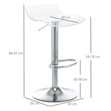 easycomfort easycomfort set 2 sgabelli da bar con altezza regolabile seduta girevole e poggiapiedi metallo e acrilico trasparente