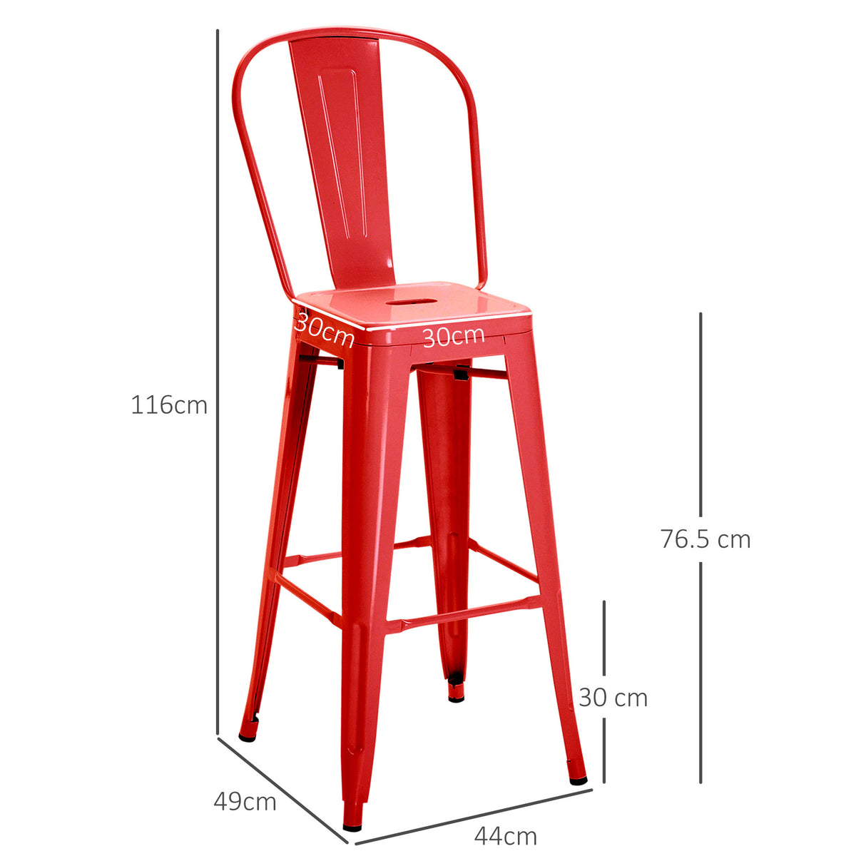 easycomfort easycomfort set 2 sgabelli da cucina di design con schienale rimovibile e poggiapiedi in metallo 44x49x116 cm rosso