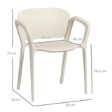 easycomfort easycomfort set 4 sedie da giardino impilabili in pp dal design moderno con braccioli 60x56x75 cm bianco