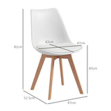 easycomfort easycomfort set 4 sedie da pranzo stile nordico in plastica con gambe in legno e cuscino in finta pelle bianco