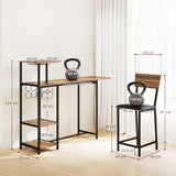 easycomfort easycomfort set bancone bar pieghevole e 2 sgabelli alti con schienale portavini e portacalici marrone