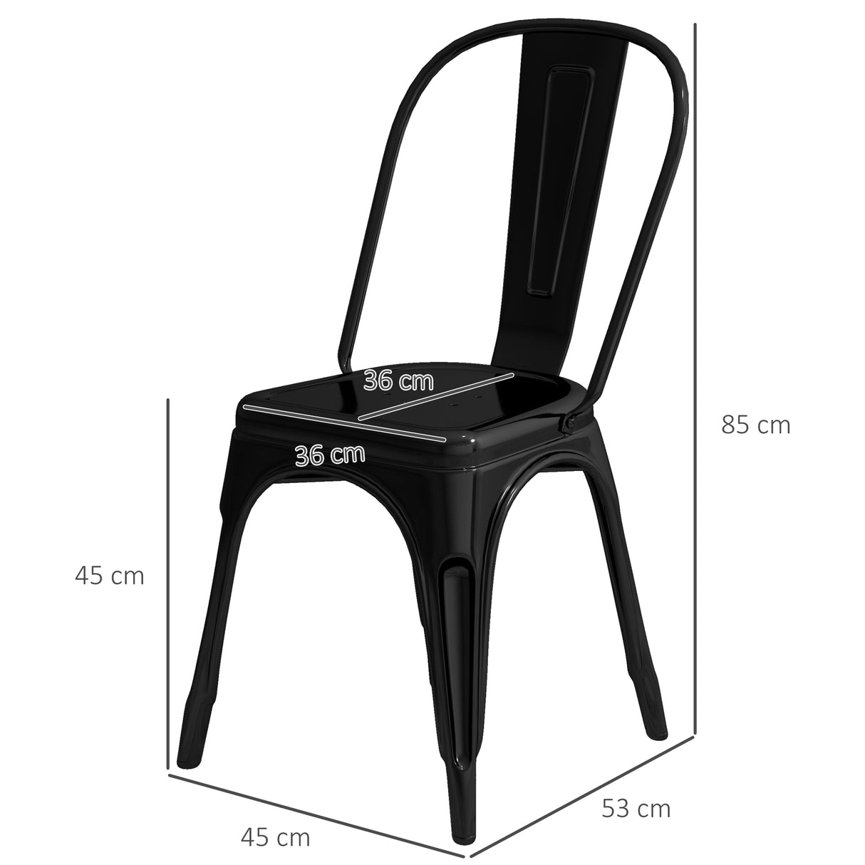 easycomfort easycomfort set da 4 sedie impilabili moderno per sale da pranzo soggiorni locali o bar stile industriale in acciaio 53x45x85cm nero