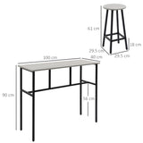 easycomfort easycomfort set da bar 6 pezzi con 4 sgabelli da bar e 2 tavoli alti in legno truciolato e acciaio per cucina e soggiorno grigio