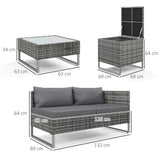 easycomfort easycomfort set da giardino 4 pezzi con 2 divani 2 posti tavolino da caffe e tavolino alto in acciaio e rattan