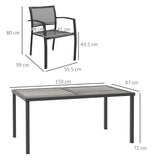 easycomfort easycomfort set da giardino con 6 sedie impilabili in tessuto a rete e tavolo effetto legno grigio