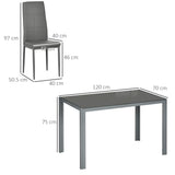 easycomfort easycomfort set da pranzo 5 pezzi con 1 tavolo da pranzo e 4 sedie moderne in similpelle metallo e vetro temperato grigio