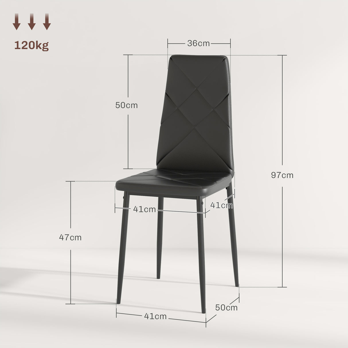 easycomfort easycomfort set di 2 sedie da pranzo moderne con schienale alto in finta pelle e acciaio 41x50x97 cm nero