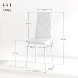 easycomfort easycomfort set di 6 sedie da pranzo moderne con schienale alto in finta pelle e acciaio 41x50x97 cm bianco