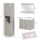 easycomfort easycomfort set mobili bagno da 4 pezzi con lavabo da 60cm mobiletto colonna bagno e specchiera in legno grigio