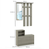 easycomfort easycomfort set mobili da ingresso con appendiabiti specchio panca con scaffale e scarpiera per 8 paia di scarpe grigio