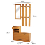 easycomfort easycomfort set mobili ingresso moderno con scarpiera e specchio appendiabiti da ingresso con 6 ganci 2 ripiani regolabili e cassetti in legno per corridoio 90x24x177 cm legno ean 8054144130729