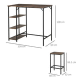 easycomfort easycomfort set tavolo alto con 2 sgabelli e scaffale stile industriale in metallo e legno arredamento moderno bar e cucina marrone rustico ean 8054144139098