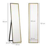 easycomfort easycomfort specchio a figura intera con supporto posteriore e cornice in legno e vetro 37x3x157 cm nero e oro