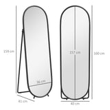 easycomfort easycomfort specchio a figura intera da terra con supporto pieghevole in vetro e metallo 40x41x159 cm nero