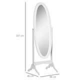 easycomfort easycomfort specchio da terra ovale a figura intera con inclinazione regolabile 47 5x45 5x154 5cm bianco