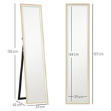 easycomfort easycomfort specchio moderno a figura intera da parete e autoportante 37x157 cm bianco e legno