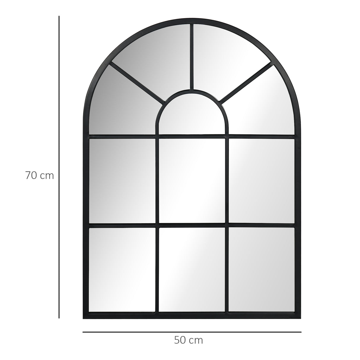 easycomfort easycomfort specchio moderno a parete e a forma di arco 70x50 cm per camera da letto e soggiorno in metallo nero e vetro