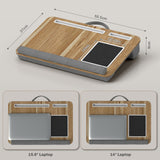 easycomfort easycomfort supporto per laptop da 15 6 con tappetino mouse e poggia polsi slot per tablet e smartphone rovere