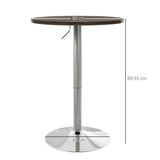 easycomfort easycomfort tavolo alto da bar con altezza regolabile piano girevole e base in acciaio 60x69 91cm marrone
