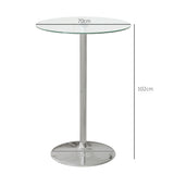 easycomfort easycomfort tavolo alto da bar moderno rotondo con base in acciaio e piano in vetro 70x102cm trasparente