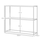 easycomfort easycomfort tavolo consolle da ingresso con ripiano aperto in acciaio e truciolato 100x30x87 cm bianco