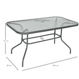 easycomfort easycomfort tavolo da giardino con foro per ombrellone arredamento da esterno in metallo e vetro 140x80x70cm grigio ean 8054144134215