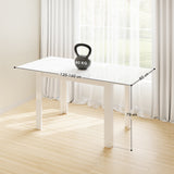 easycomfort easycomfort tavolo da pranzo allungabile per 4 6 persone con pannelli a ribalta in legno 120 160x80x78 cm bianco
