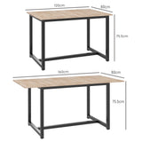 easycomfort easycomfort tavolo da pranzo allungabile per 4 6 persone stile industriale in legno e acciaio 120 160x80x75 5cm