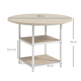 easycomfort easycomfort tavolo da pranzo per 4 6 persone con 2 ripiani integrati in acciaio e mdf 100x76 cm bianco e rovere