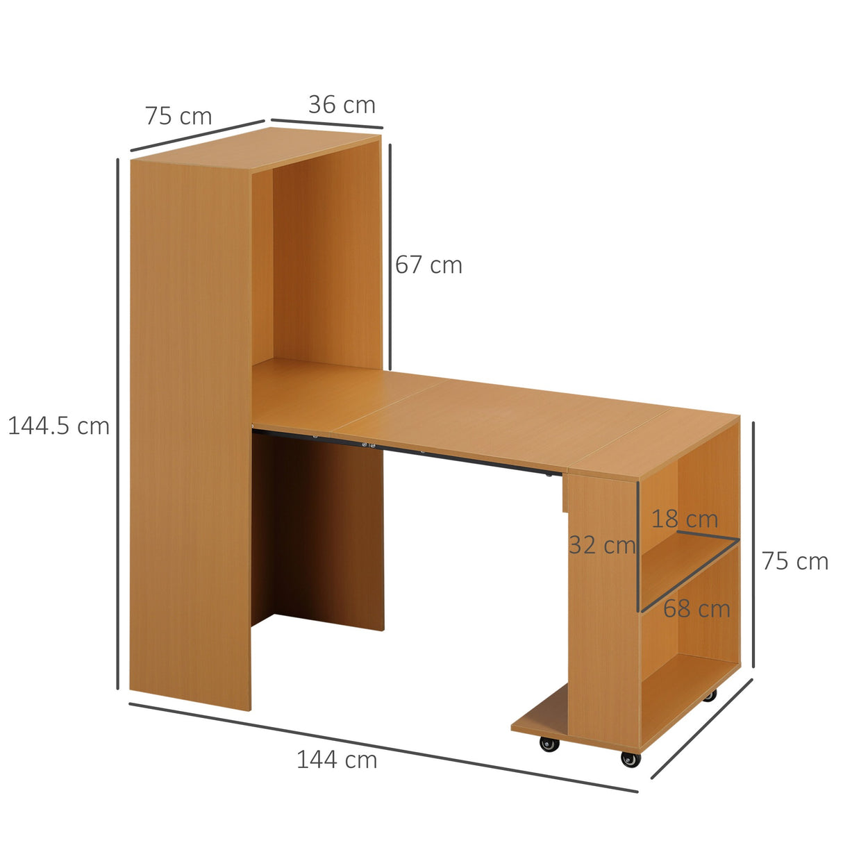 easycomfort easycomfort tavolo pieghevole da pranzo max 3 persone in truciolato e acciaio 75x144x144 5 cm color legno