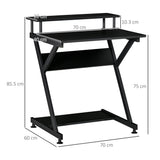 easycomfort easycomfort tavolo porta pc salvaspazio con ripiano monitor rialzato 70x60x85 5cm legno nero