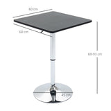 easycomfort easycomfort tavolo quadrato regolabile in altezza metallo e mdf tavolino da bar cucina soggiorno nero 60x60x69 93cm ean 8054144131962