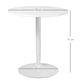easycomfort easycomfort tavolo rotondo moderno per 2 persone in mdf e acciaio 70x75cm bianco