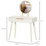 easycomfort easycomfort tavolo trucco con specchio e 2 cassetti per accessori in legno 80x40x123 cm bianco