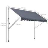 easycomfort easycomfort tenda da sole 3x1 5 m a bracci con manovella struttura telescopica in metallo e parasole in poliestere