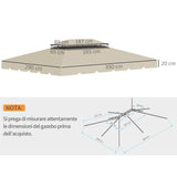 easycomfort easycomfort tettuccio di ricambio per gazebo da giardino 3x4m con tetto a 2 livelli in poliestere beige
