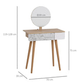 easycomfort easycomfort toeletta tavolo da trucco con specchio circolare 39cm consolle trucco con cassetto con decorazione jungle bianco e rovere 70x39x119 128cm ean 8054144134673