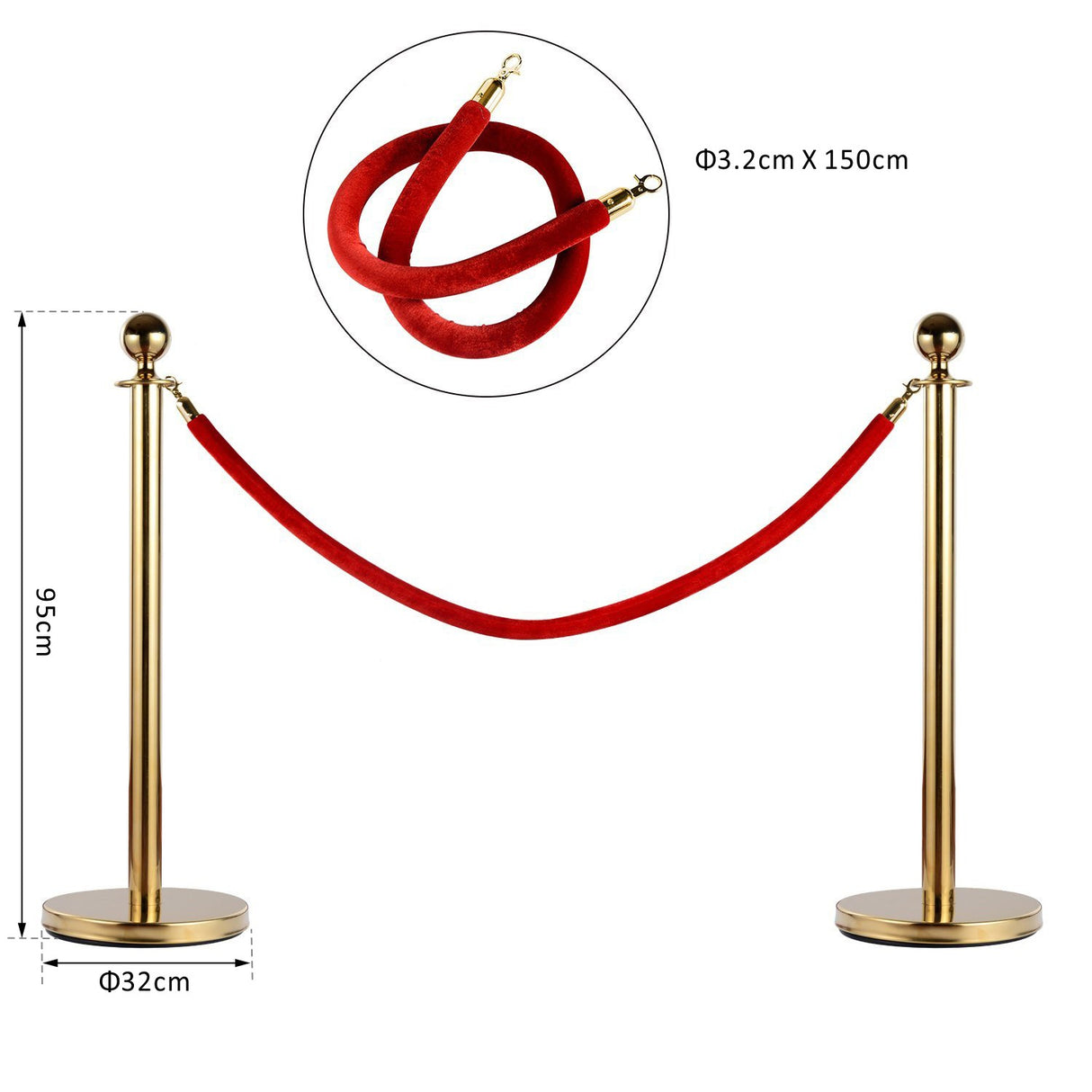 easycomfort easycomfort transenne elimina separacode paletti di delimitazione con corde rosso acciaio inox 32 x 95cm oro