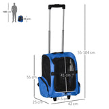 easycomfort easycomfort trasportino zaino 2 in 1 per cani e gatti con tasche e maniglia telescopica 42x25x55cm blu