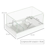 easycomfort easycomfort vasca per tartarughe con filtro a 3 livelli e pannelli in vetro e abs 51x31x25 5 cm bianco