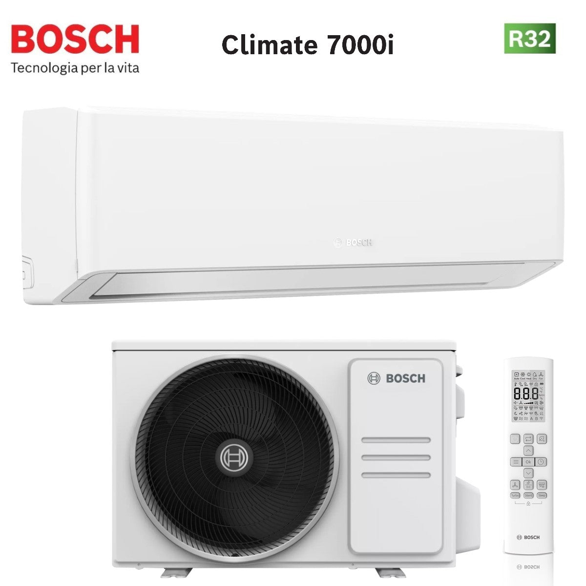 junkers bosch condizionatore bosch climate 7000i 9000 btu cl7000i set 26 e r 32 wi fi integrato