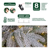 le stelle albero di natale pino verde innevato h 180cm x l 130cm super folto effetto real touch con 2000 luci led incorporate e base croce in ferro pieghevole