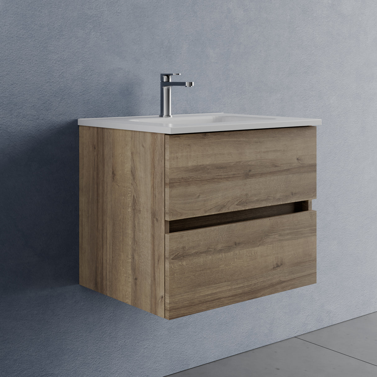 legnox consolle bagno legnox crea 60 cm rovere 2 cassetti lavabo specchio e lampada