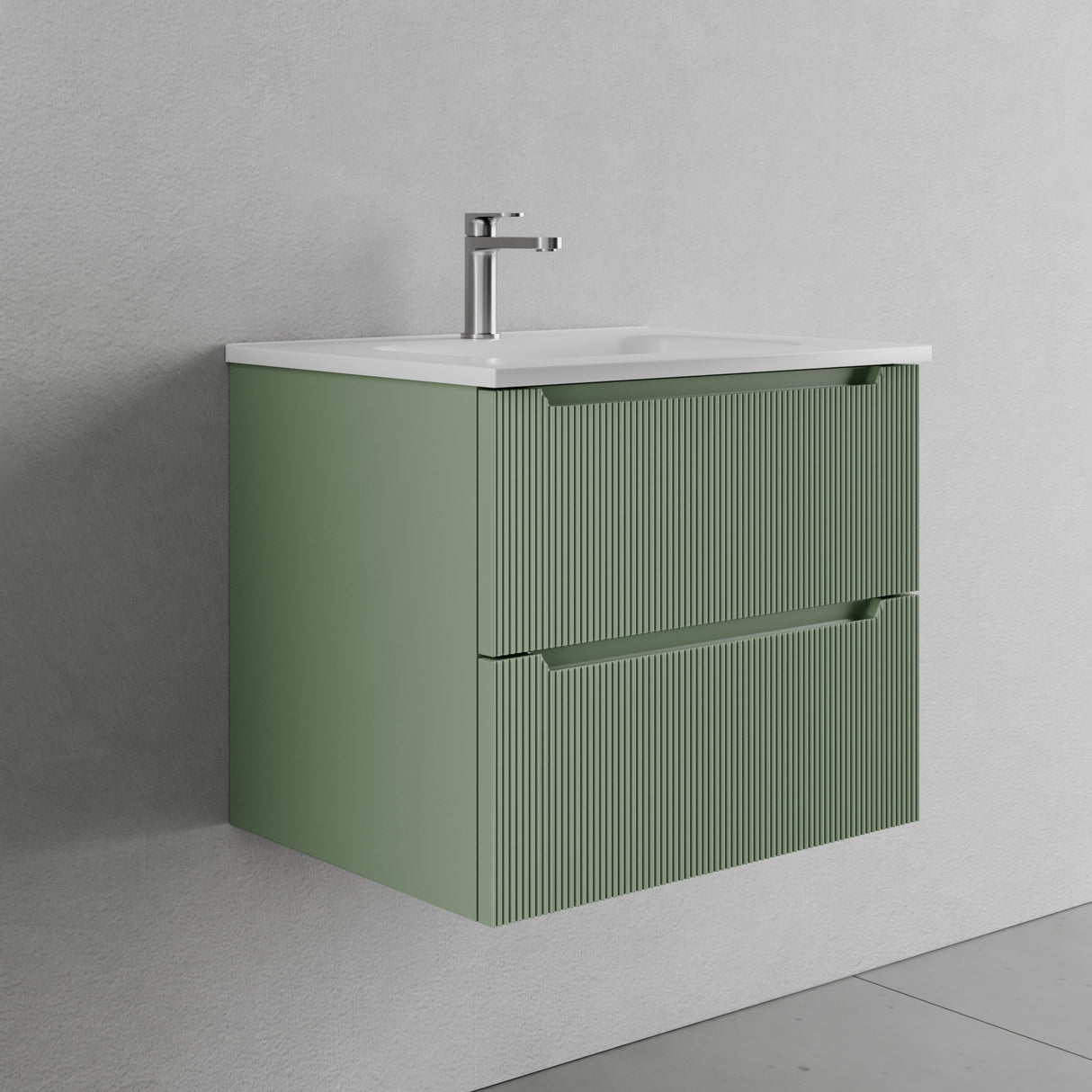legnox consolle bagno legnox rigo 60 cm verde con 2 cassetti lavabo specchio e lampada