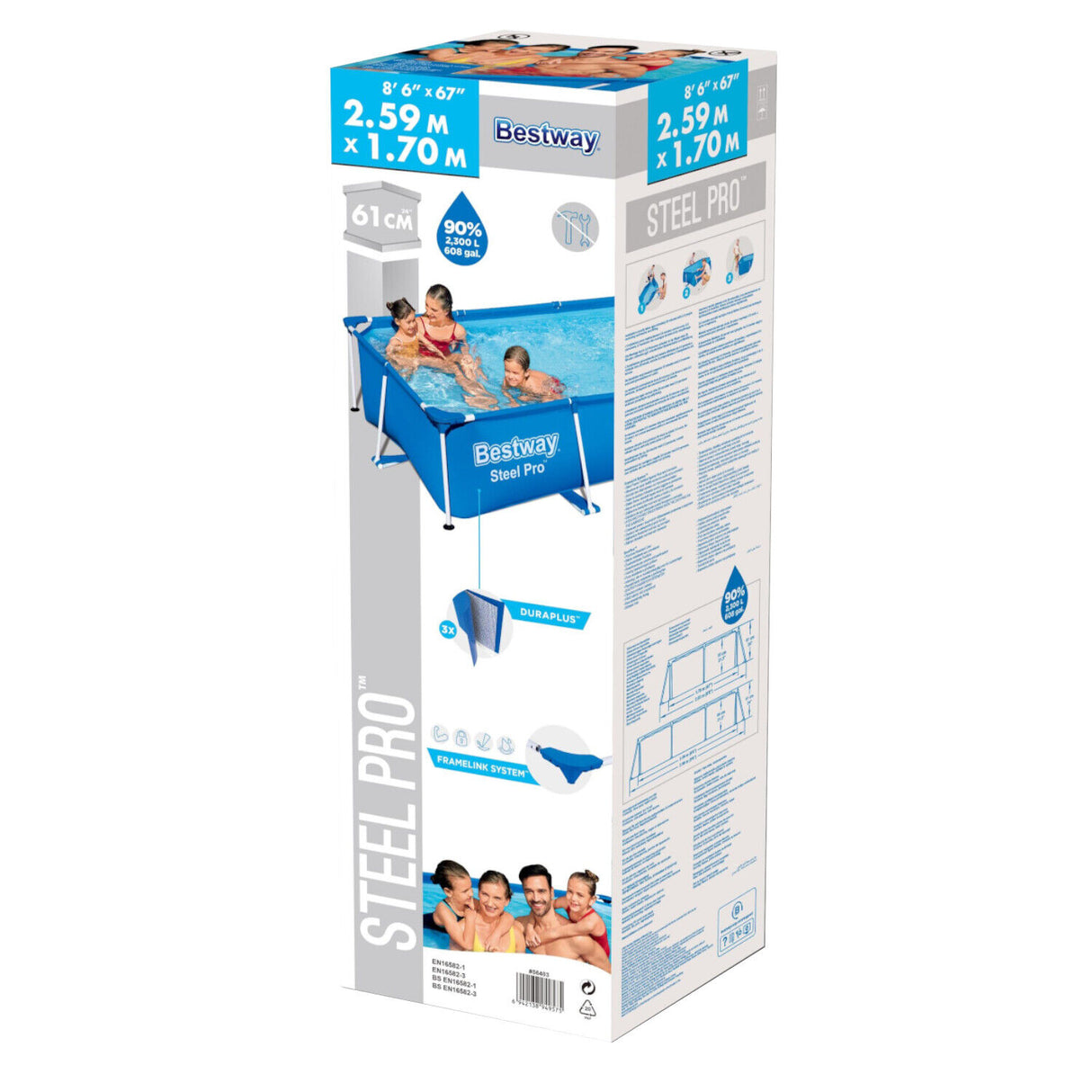 piscina fuori terra bestway 56403 steel pro _ telaio 259x170x61h 2300 litri